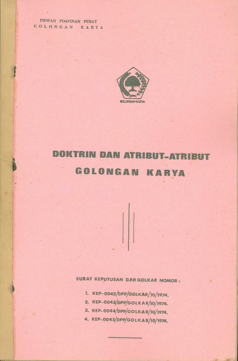         Pengiriman 2 buah buku :       Hasil-hasil keputusan rapat Pimpinan Paripurna ke-1 Golkar    Doktrin        dan atribut Golkar