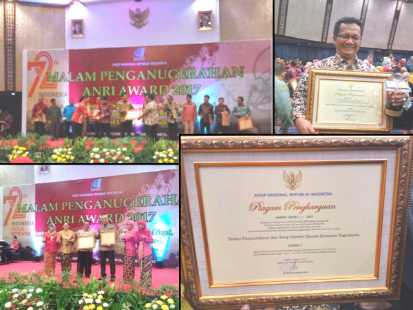 Malam Penganugerahan ANRI Award 2017: Daerah Istimewa Yogyakarta dan Kota Yogyakarta Juara!