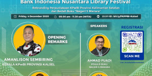 Webinar BI  Nu-Lif  Bank Indonesia Nusantara Library Festival: Rebrending Perpustakaan KPwBI Provinsi Kalimantan Selatan dan Bed